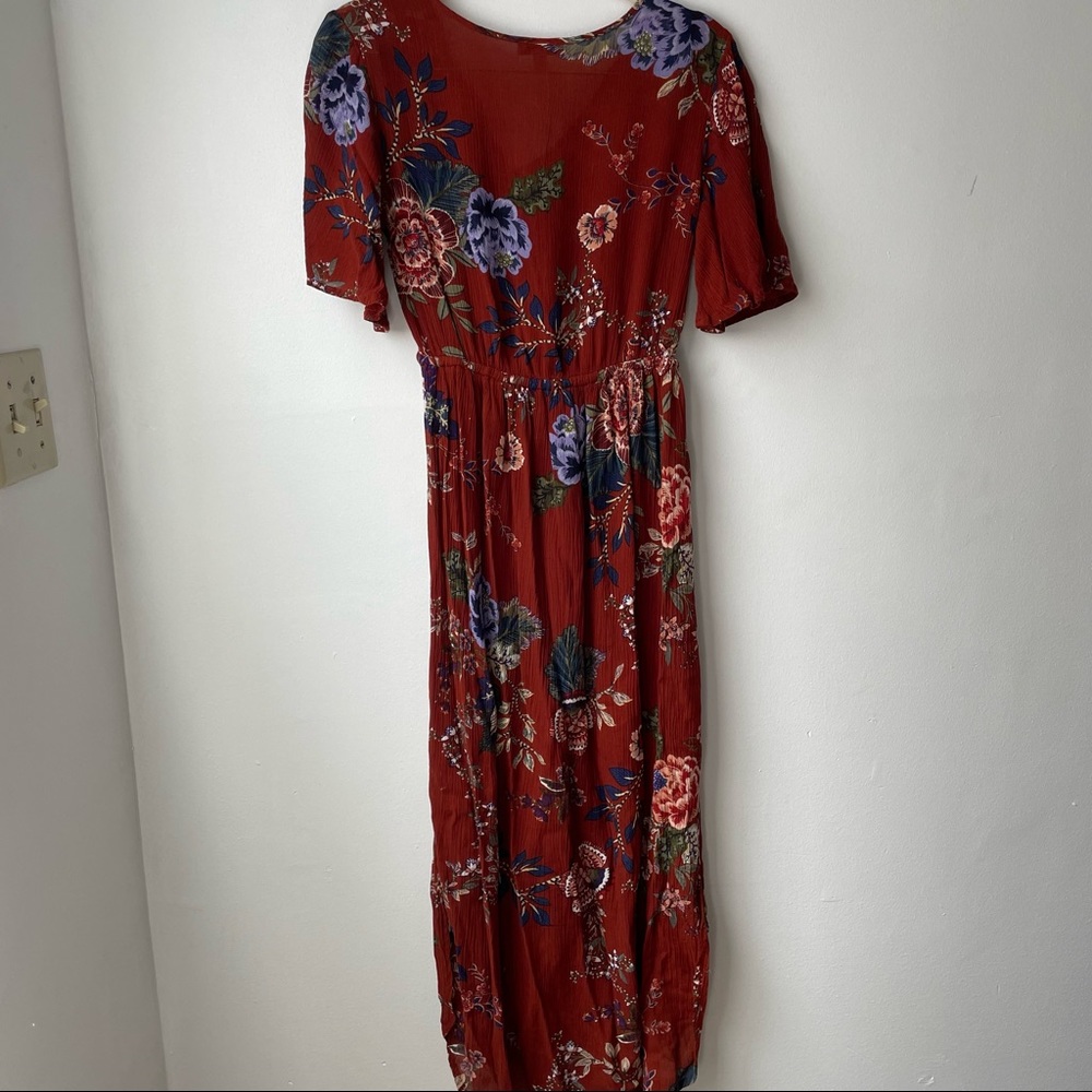 Patrons of Peace Terracotta Floral Round Hem Maxi Dress - Picture 3 of 3